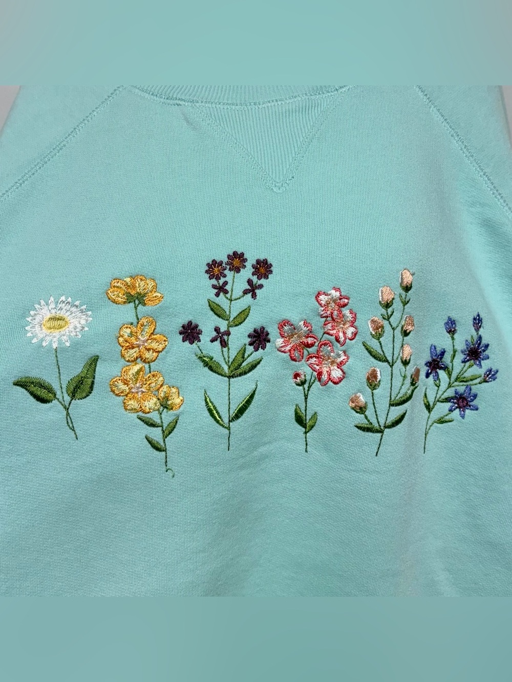 Coldwater Creek Floral Embroidered Crewneck Sweatshirt Blue Size 1X - Picture 5 of 14